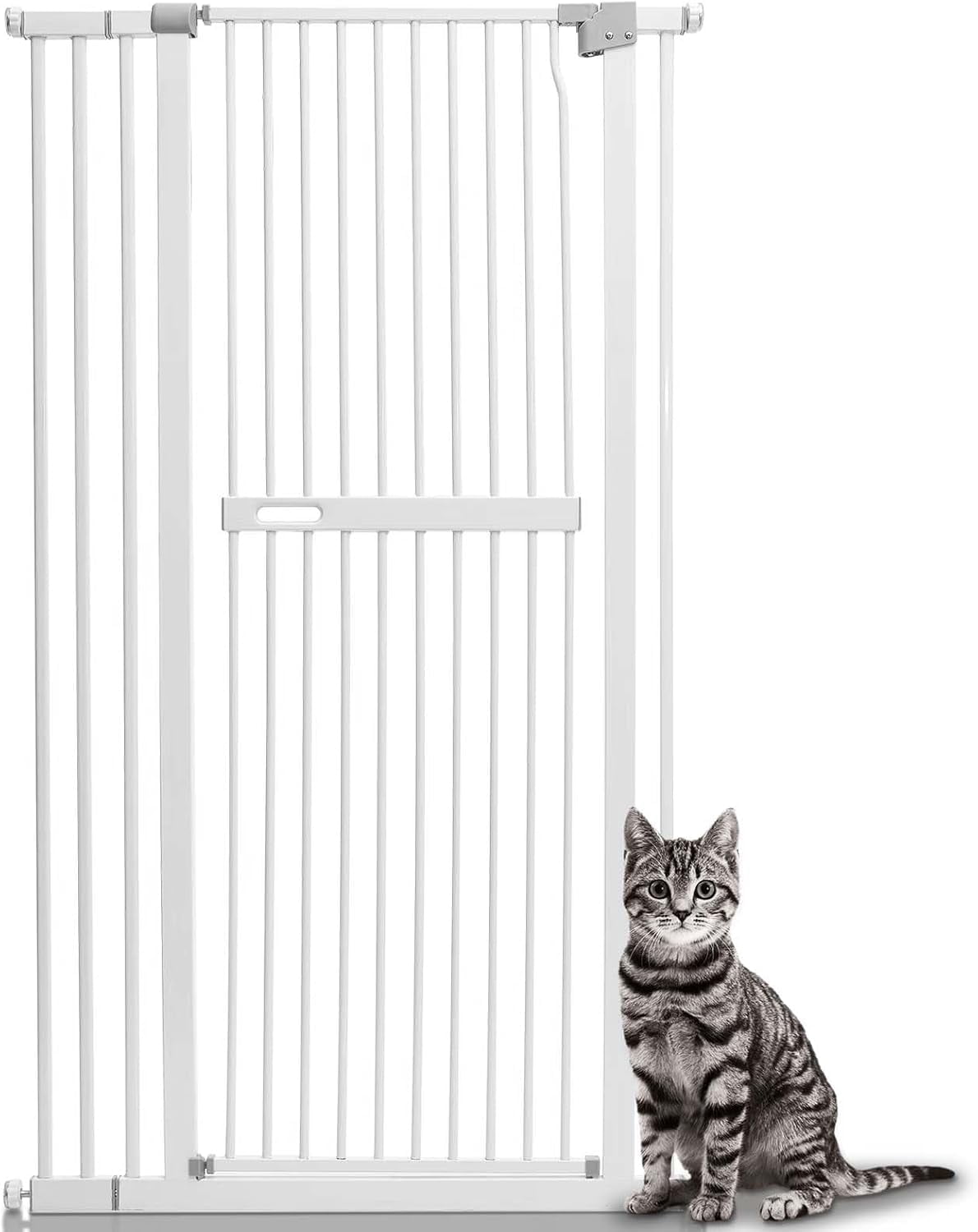 51" Extra Tall & Wide Cat Gate - 57.4" To 81" Wide, 3-Panel Auto Close Pet Gate For Doorways & Stairs