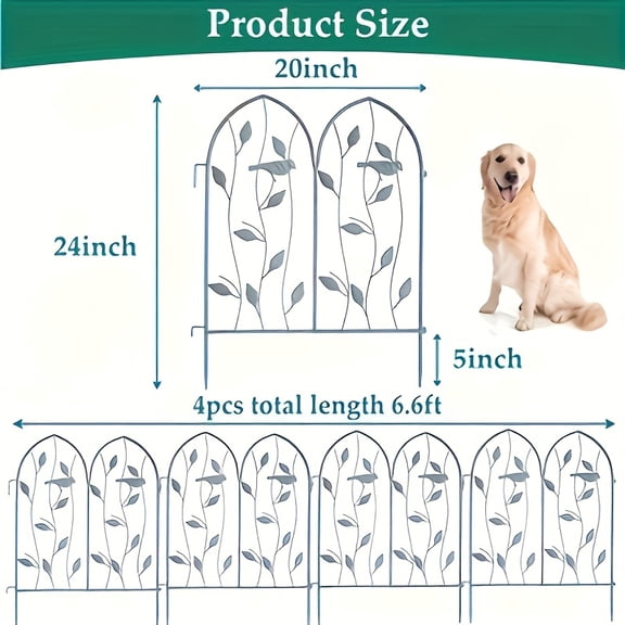 Pet Gate - Four-Piece Indoor Collapsible Dog Fence for Stairs, Hallways, Or Doorways - 72x24 Inch Retractable Freestanding Iron Dog Gate, Local Warehouse, Spring, Summer