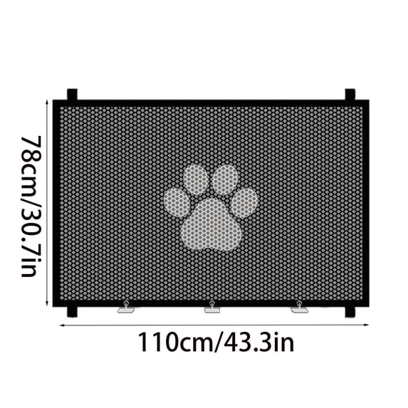 Pet Gate Pet Gate Paw Print No Hole Pressure Mount 43.3x30.7 Inch Pet Barrier Dog Gate Cat Fence forDoorways Stairs Indoor Home Use Pvc Pet Gate forDogs and Cats Dog Gate