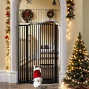 Pet Gate With Cat Door,71 inch Extra Tall Dog Gate,29.5''-40.6''Wide Gate Pressure Mounted Full Door Pet Gate for Doorway Stairs,Black