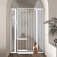 thumbnail image 1 of Pet Gate with Cat Door,Domipet 55.1 inch Extra Tall Dog Gate,29.5''-40.6''Wide Gate Pressure Mounted Full Door Pet Gate for Doorway Stairs,White, 1 of 7