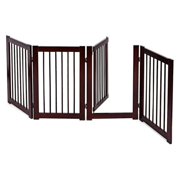 Pet Gate with Walk Through Door, 4 Panel Pet Fence Indoor, 80 Inches Extra Wide Freestanding Dog Gates for House, Stairs, Doorways