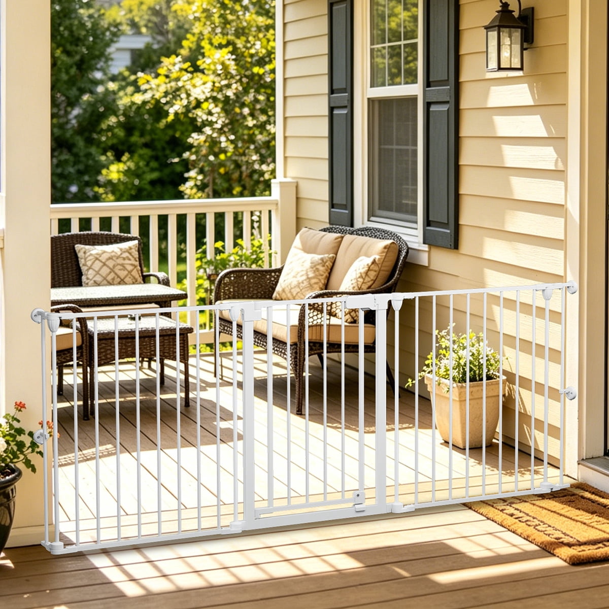 Pet Gates, DOMIPET Dog Playpen 5Panel 128" Extra Wide 30" Tall Fireplace Fence Playard, White