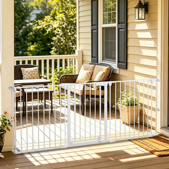 Pet Gates, DOMIPET Dog Playpen 5Panel 128" Extra Wide 30" Tall Fireplace Fence Playard, White