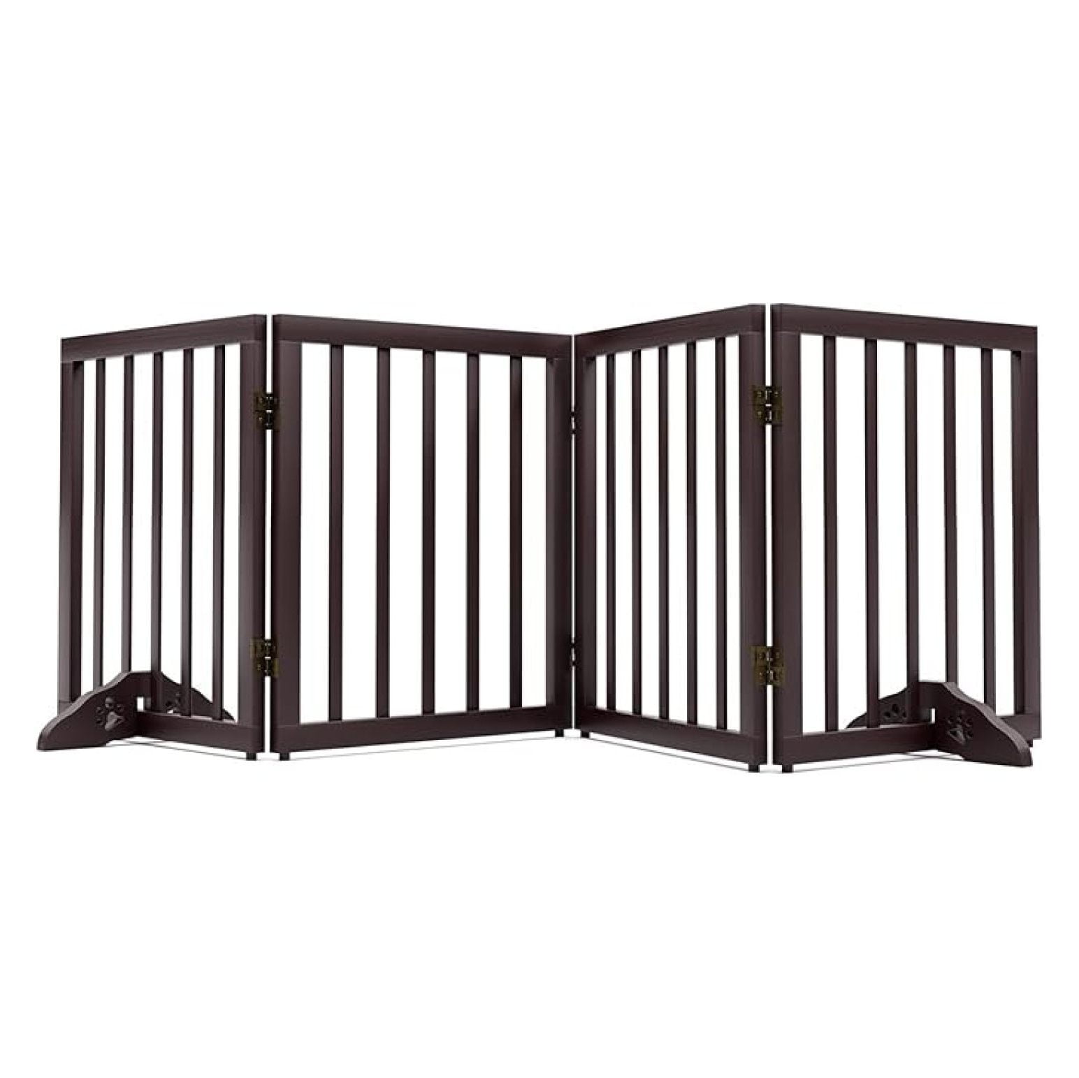 Pet Gates for Dogs, Freestanding Dog Gate with 2pcs Support Feet, Puppy Dog Gates for The House, Dog Fences Indoor, Espresso