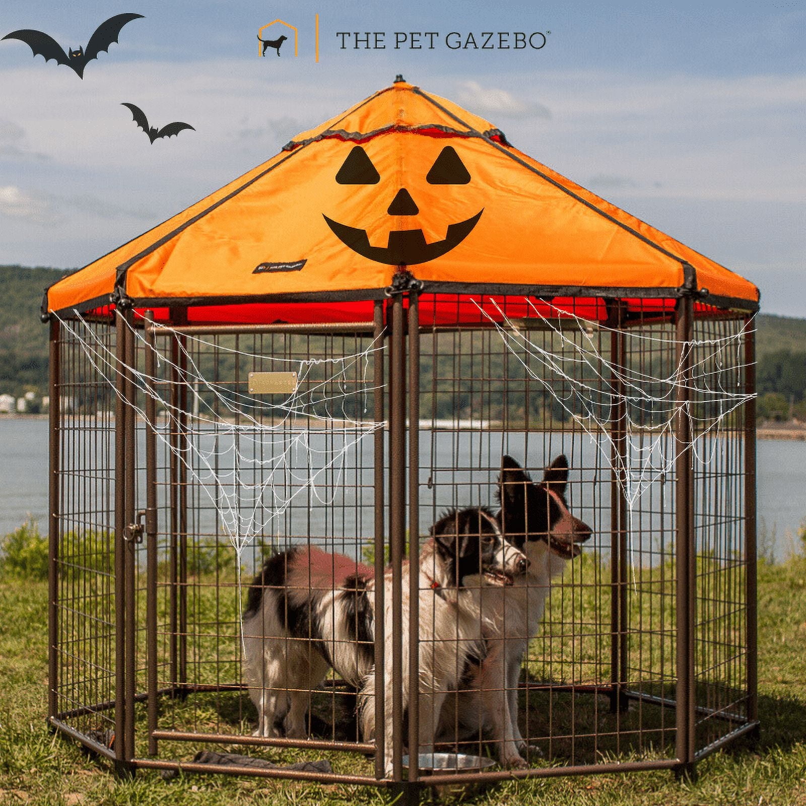 Pet Gazebo Indoor Outdoor Dog Kennel Play Pen with Waterproof Market-Top Cover, Desert Sunset, 5-ft