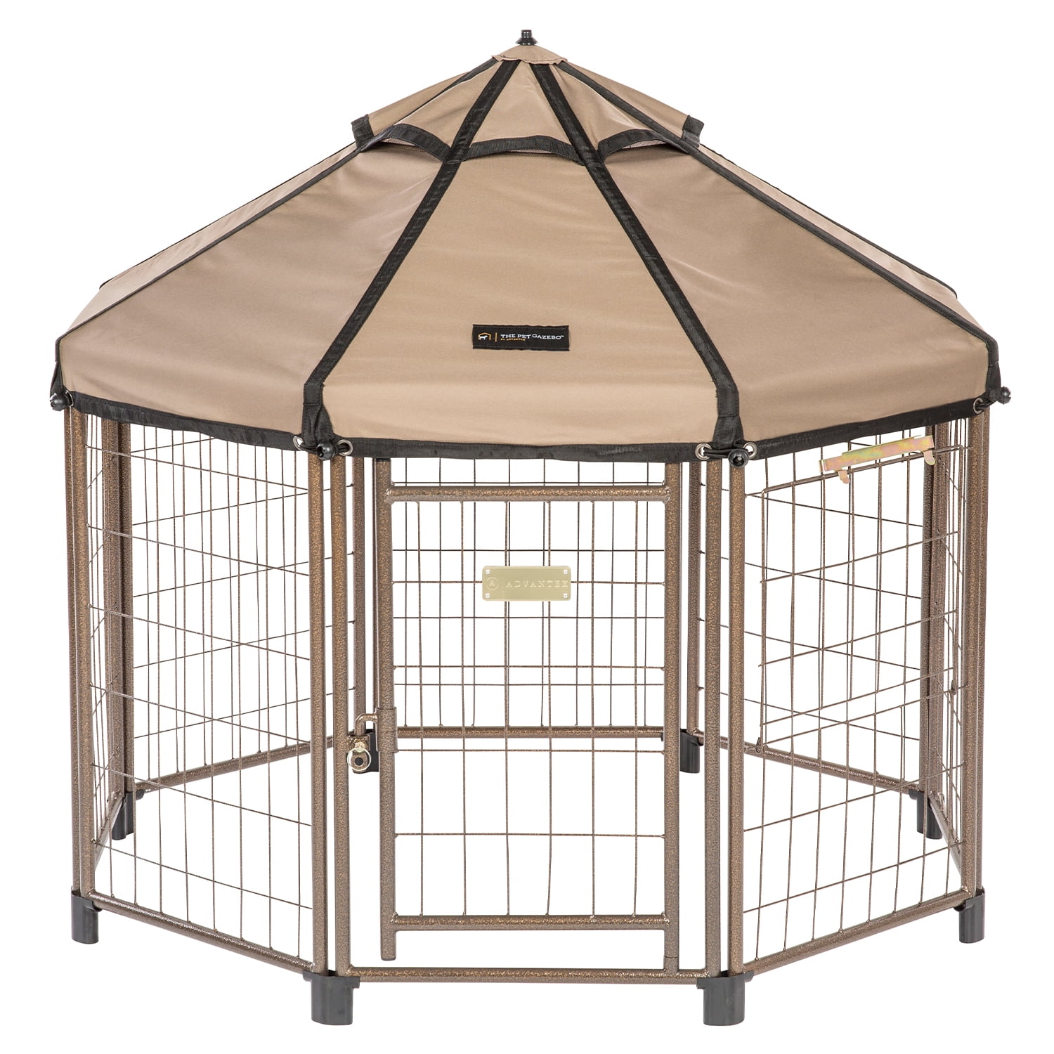 4-Foot Earth Taupe Metal Pet Gazebo with Canopy
