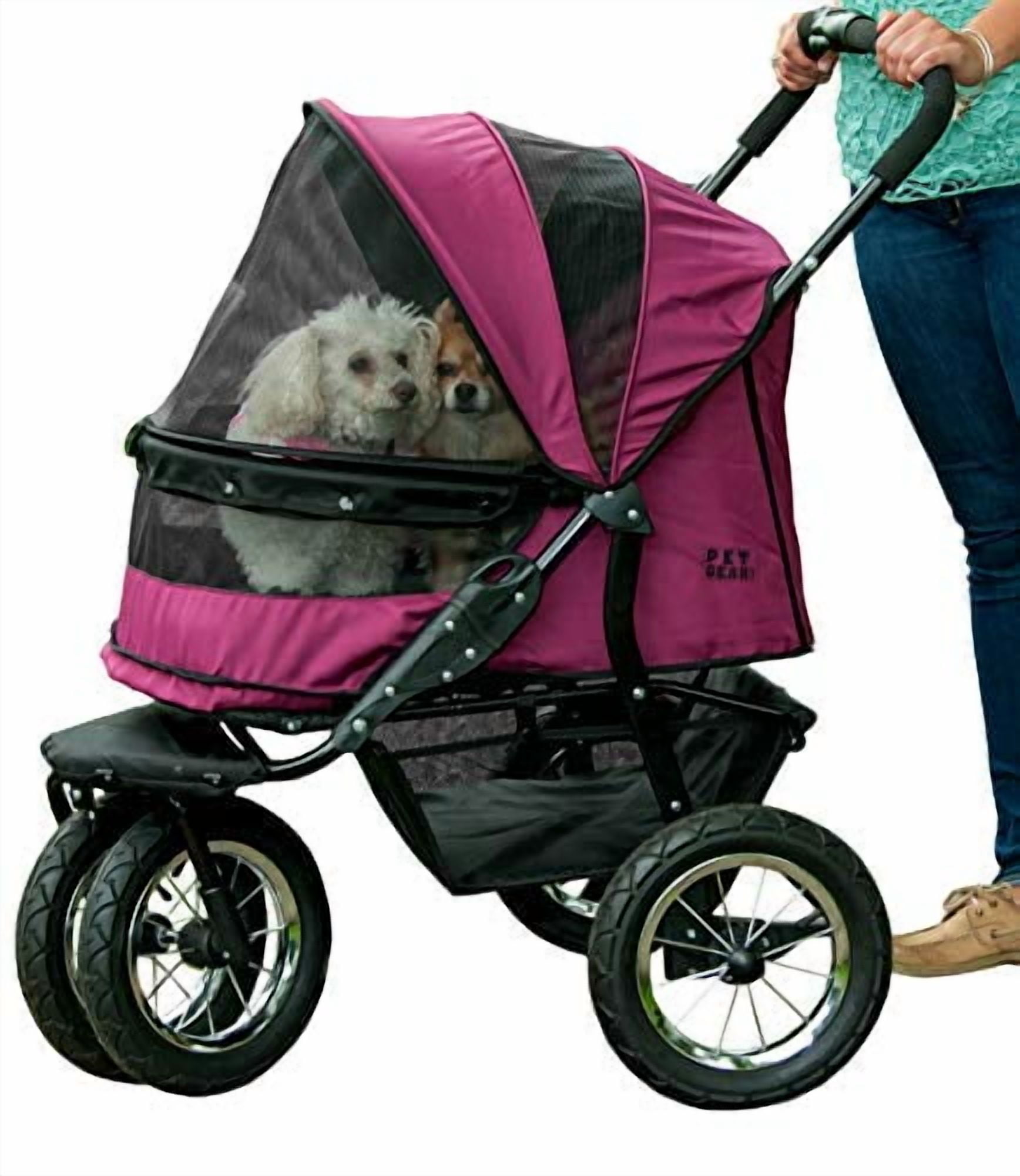Pet Gear PG8700NZBB No-Zip Double Pet Stroller - Boysenberry