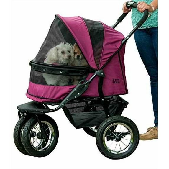 Pet Gear PG8700NZBB No-Zip Double Pet Stroller - Boysenberry