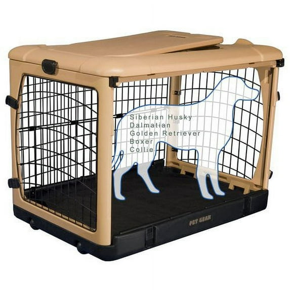 Pet Gear The Other Door Steel Crate With Fleece Pad For Cats And Dogs Up To 90-Pounds, 42 Inch, Tan