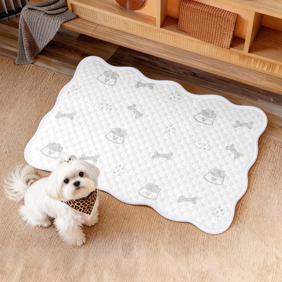 Pet Gel Ice Mat Breathable Quilted Dog Cat Cooling Pad with Wave Edge Machine Washable Heat Relief Cushion for Small Medium Large Dogs Cats Summer Indoor Outdoor Use