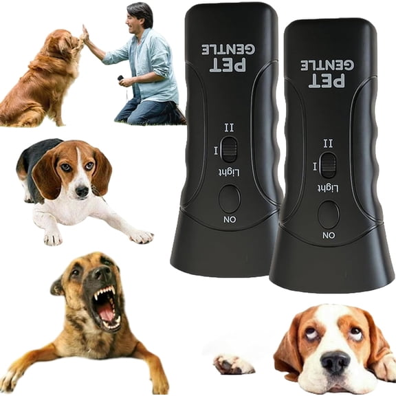Pet Gentle Anti Barking Device, LED Light Bark Button, Ultrasonic Dog Silencer Max, Ultrasonic Anti Dog Barking Pet Trainer, Dog Bark Deterrent Devices, Outdoors Behavior Correct (Rechargeable *2)