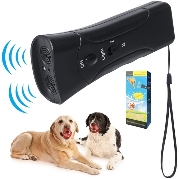 Pet Gentle Anti Barking Device, Ultrasonic Anti Dog Barking Control Device Trainer, Led Flashlight Double Head Dog Double Horn Dog Training Dog Barking Device, for All Dogs