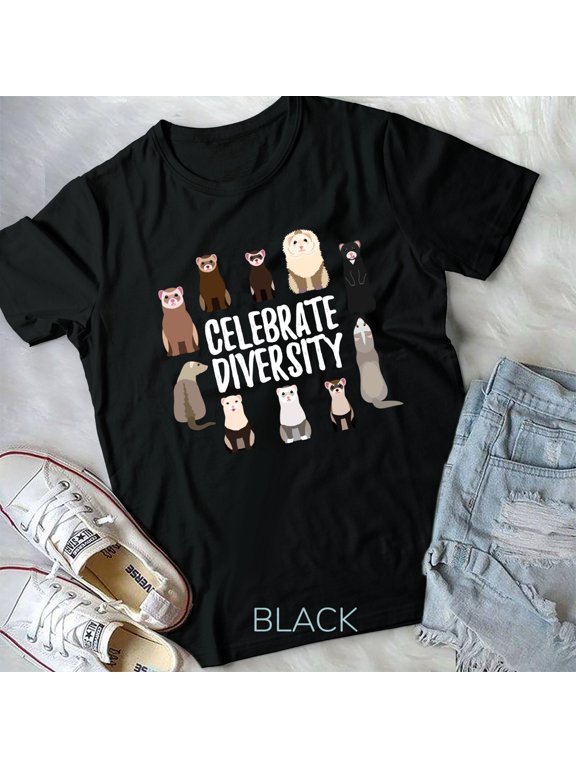 Pet Gifts for Ferret Lovers Celebrate Diversity Funny Ferret Unisex T-shirt