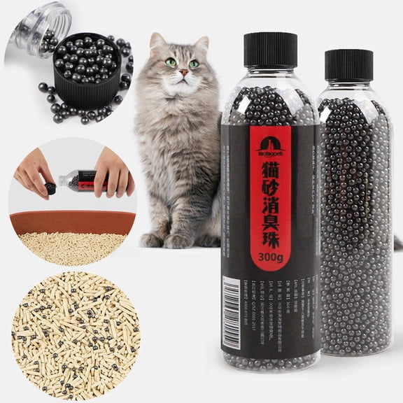 Pet Glasses Activated Cat Stink Litter Beads for Absorption Natural Pet Bed Mat Enhancer Control Solution for Cats and Litter,One Size,Black