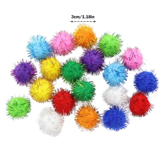 Pet Glitter Ball Toys, Interactive Soft Plush Kitten Play Balls (1 In Diameter), 20 Pack Assorted Toys for Chasing and Healthy Exercise