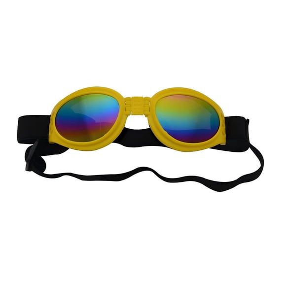 Pet Goggles for Dogs , UV Protection Sunglasses, Adjustable Foldable Cool Pet Accessory yellow