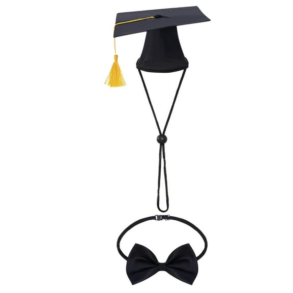 Pet Graduation Caps for Dogs and Cats - Adorable Pet Graduation Hats with Bow Tie and Yellow Tassel - Graduation Accessory for Small