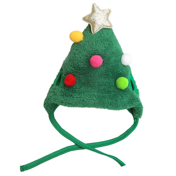 Pet Green Christmas Hat Santa Cap Adjustable Xmas Tree Headdress Wedding Headgear Cute Head Accessories for Dogs