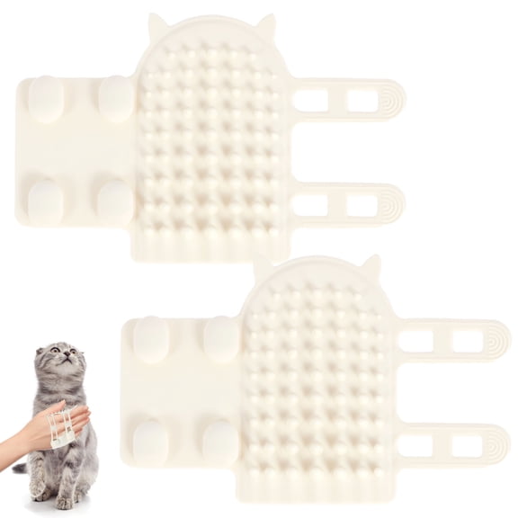 Pet Gromming Brush,2 Pack Self Grooming Cat Brush,Softer Cat Self Groomer with Adjustable Strap,Cat Tickling Brush for Wall Corner Indoor Cats Massage Comb