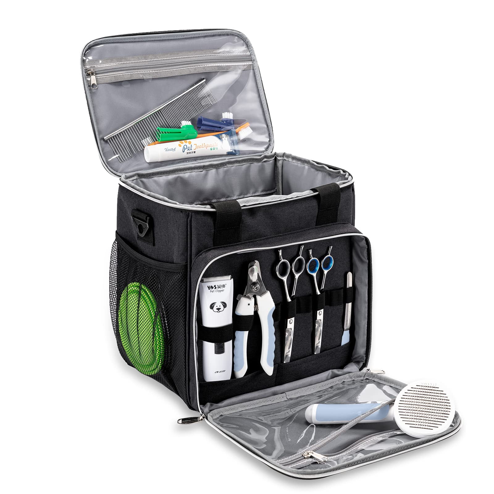 Pet Grooming Bag  Dog Supplies Organizer Tote Perfect For Tool Kit Accessories-black