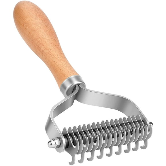 Pet Grooming Brush, 2 Sided Undercoat Rake for Dogs & Cats, Safe Dematting Comb & Deshedding Tool for Matted Hair/Tangles Removing, Reduces Shedding