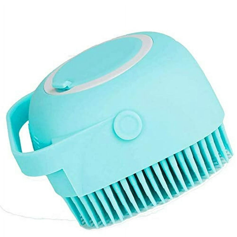 Shampoo Brush Pet Bath Massage Brush Grooming Scrubber Brush for Bathing Hair Removal Soft Silicone Rubber Brush, Green