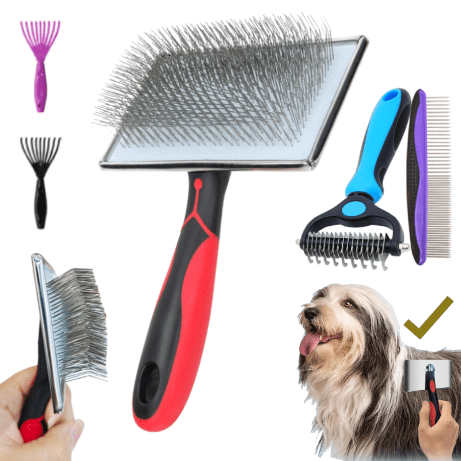 Pet Grooming Brush Deshedding Tool For Dogs Cats Short Long Photo Inspiration