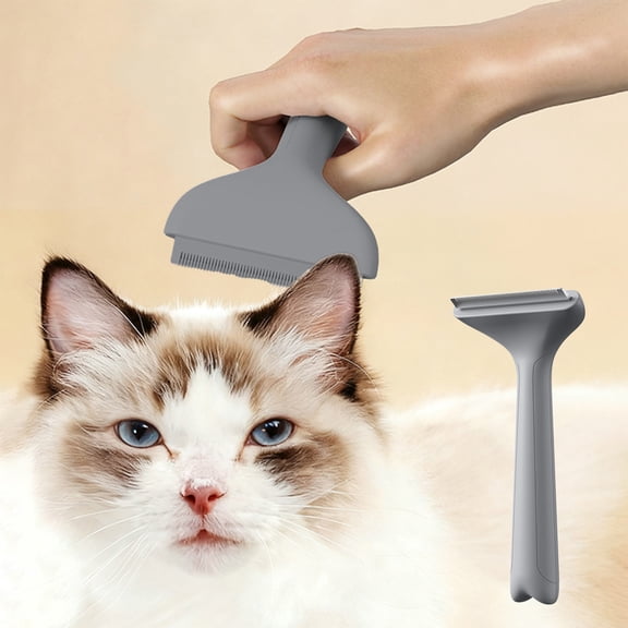 Pet Grooming Brush Detangling Comb for Cats Long Short Hair, Yellow Gray Thinning Mat Remover Tool, Pain Free Hair Removal Brush for Gentle Deshedding and Massage, Easy to Clean Plastic Comb