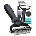 thumbnail image 1 of Pet Grooming Brush - Double Sided Shedding, Dematting Undercoat Rake for Dogs and Cats - Extra Wide Dog Grooming Brush - Gray, 1 of 10
