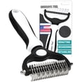 thumbnail image 1 of Pet Grooming Brush - Double Sided Shedding, Dematting Undercoat Rake for Dogs and Cats - Extra Wide Dog Grooming Brush - White, 1 of 10