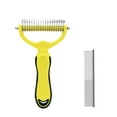 thumbnail image 1 of Pet Grooming Brush, Double Sided Shedding and Dematting Undercoat Rake Comb for Dogs & Cats and Dematting Tool for Grooming, 1 of 7