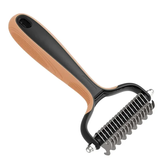 Double-Sided Undercoat Rake for Dogs & Cats, 9+17 Teeth Dematting & Deshedding Tool