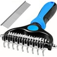 thumbnail image 1 of Pet Grooming Brush,Undercoat Rake for Dogs & Cats,Double-Sided Dog Deshedding Tool Removes Knot,Tangled Hair Dematting Comb for Dogs,with Pet Steel Comb, 1 of 7