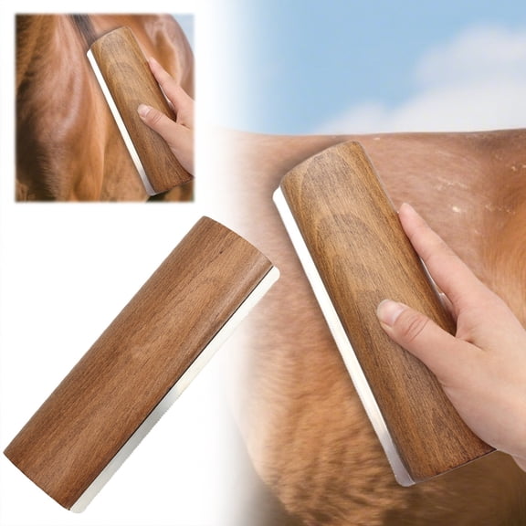 Pet Grooming Brush Wooden Shedding Tool For Cats Dogs Horses Bathing Brushes Exfoliating Massager Deshedding Comb For 20x6.8cm Brown