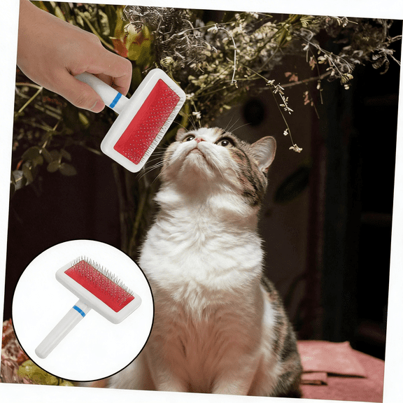 Pet Grooming Brush with Stainless Steel Needles for Dog and Cat Hair Cleaning and Detangling