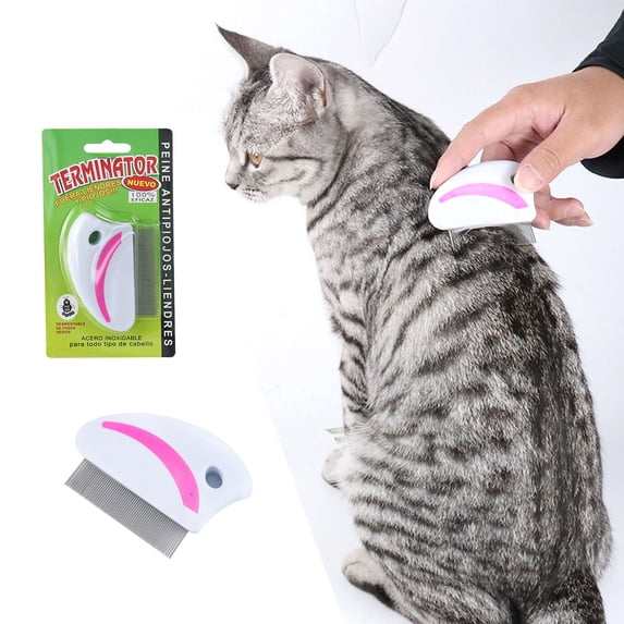 Pet Grooming Brush for Dogs and Cats with Hardwood Handle Stainless Steel Pin Comb for Flea Delousing Easy Cleaning Pet Care Solution