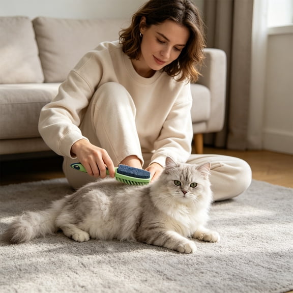 Pet Grooming Comb Hair Removal Brush, Dog Cat Deshedding Tool with Scraper and Cleaning Comb, Multifunction Pet Fur Remover for Loose Hair, Sofa Carpet Furniture Cleaning