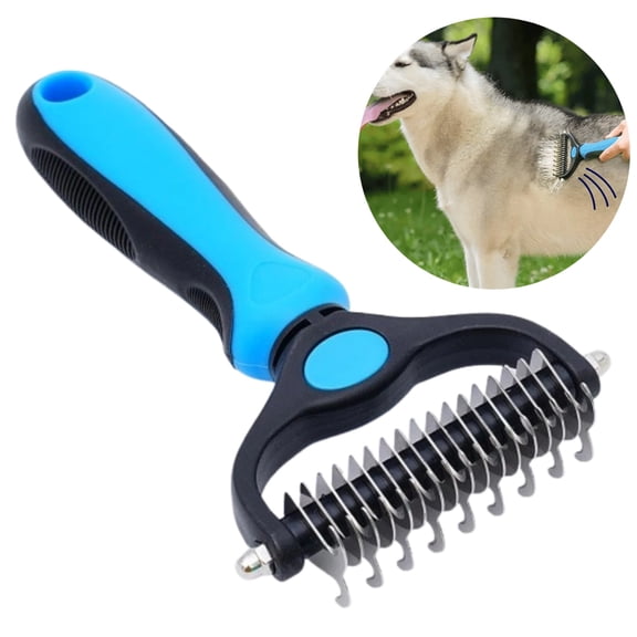 Pet Grooming Dematting Comb, 2-Sided Undercoat Rake for Dogs and Cats, Deshedding Brush for Mats and Tangles