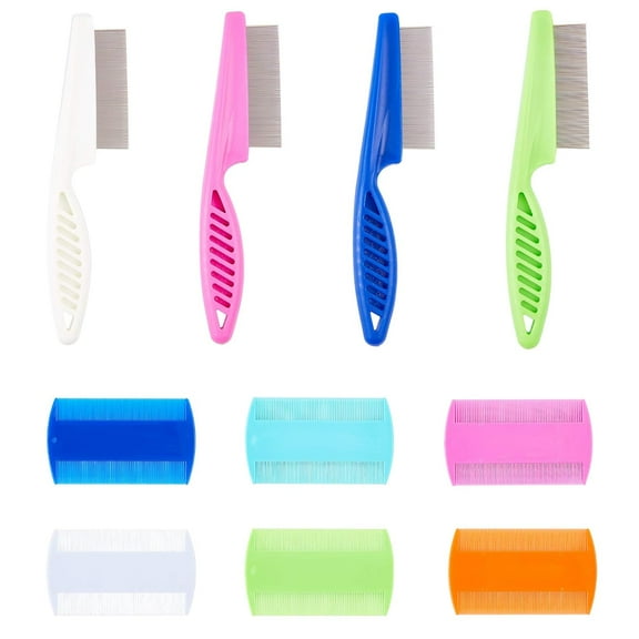 Pet Grooming Fine Tooth Hair Combs 10 Pcs 2 Kinds of Plastic Combs Teeth Durable Remove Float Hair Combing Tangled Hair Dandruff 6 Colors colorful DIY