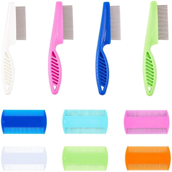 Pet Grooming Fine Tooth Hair Combs 10 Pcs 2 Kinds of Plastic Combs Teeth Durable Remove Float Hair Combing Tangled Hair Dandruff 6 Colors for DIY