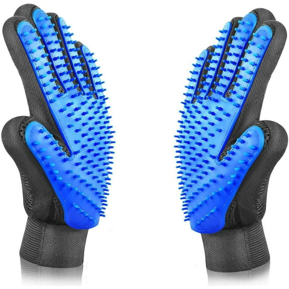 Pet Grooming Glove - Gentle Deshedding Brush Glove Massage Tool with Enhanced Five Finger Design - Perfect for Dogs & Cats with Long & Short Fur