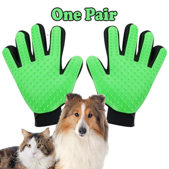 Pet Grooming Gloves Brush Dog Cat Hair Remover Mitt Massage Deshedding 1 Pair Green VeniCare