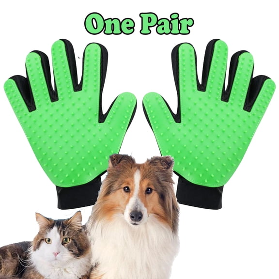 Pet Grooming Gloves Brush Dog Cat Hair Remover Mitt Massage Deshedding 1 Pair Green VeniCare