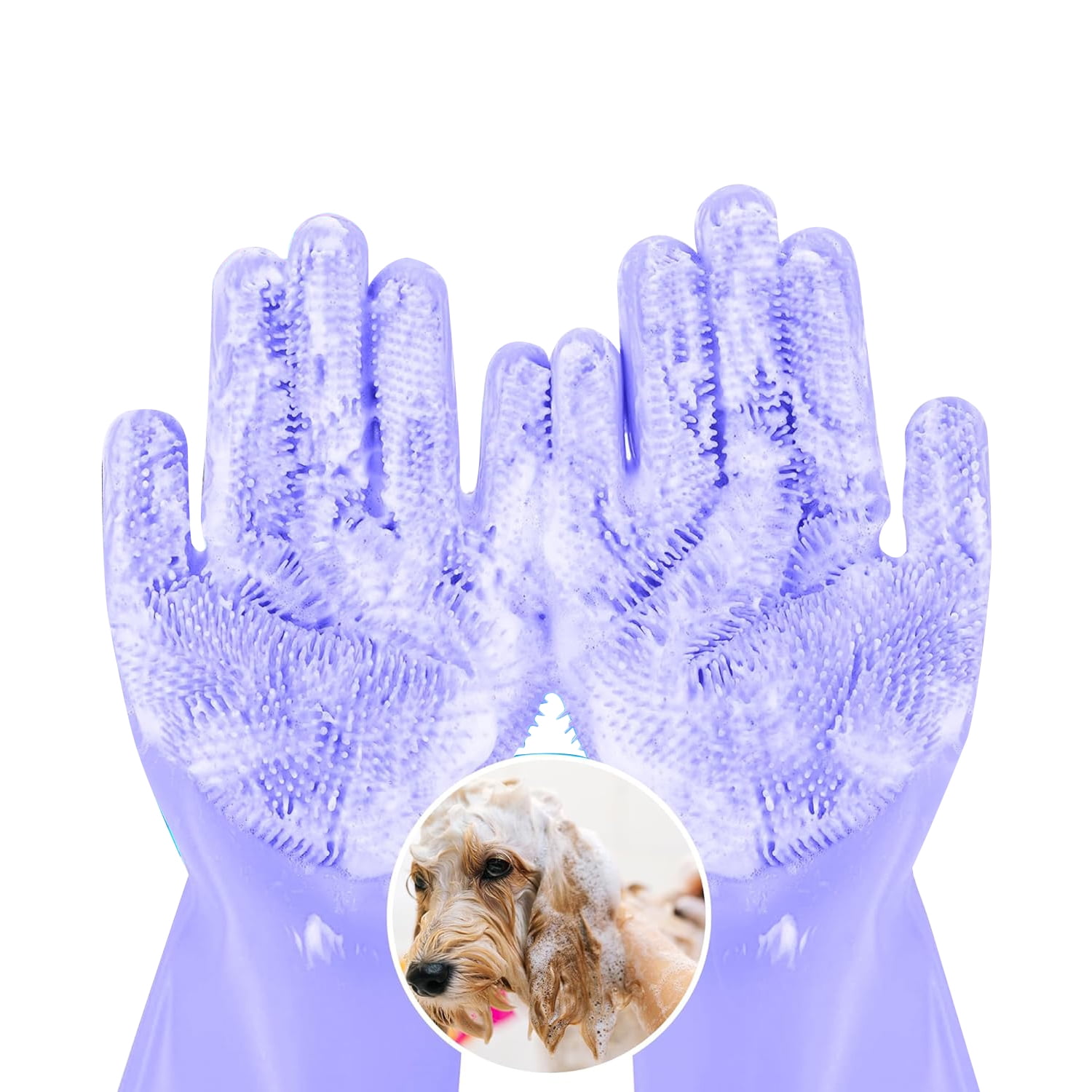 Pet Grooming Gloves, Dog Washing Gloves with High-Density Teeth