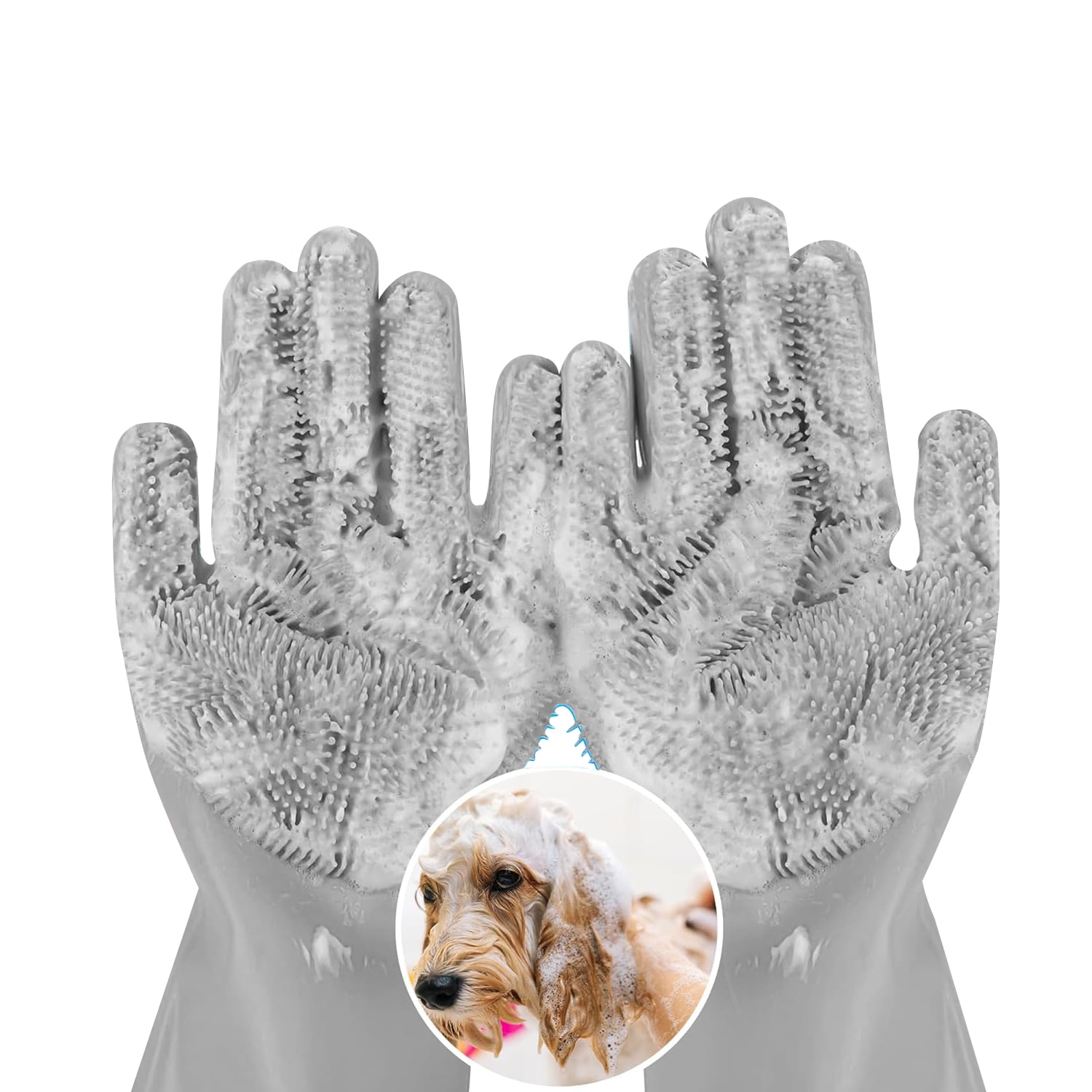 Pet Grooming Gloves, Dog Washing Gloves with High-Density Teeth, Heat ...