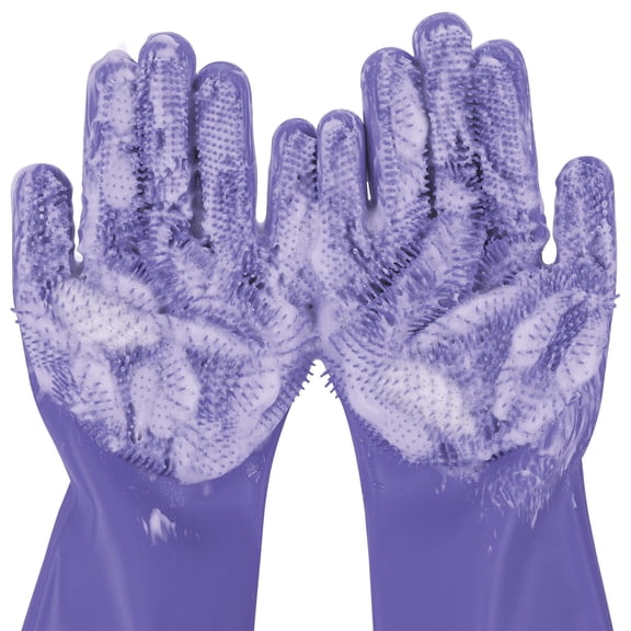 Pet Grooming Gloves - Gentle Dog Bathing Shampoo Brush - Massage Mitt with Enhanced Five Finger Design - Efficient Deshedding Glove for Dogs, Cats, Rabbits and Horses - 1 Pack