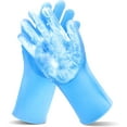 thumbnail image 1 of Pet Grooming Gloves – Heat Resistant Silicone Dog Washing Gloves with High-Density Teeth, Five Finger Bath Scrubber for Dogs and Cats, Blue, 1 of 6