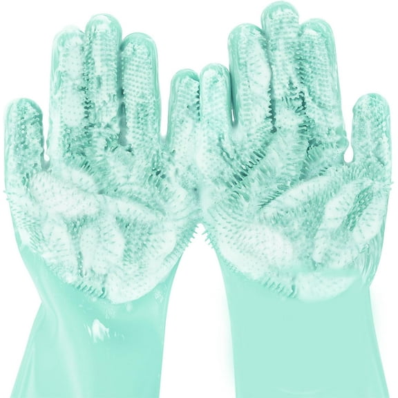 Pet Grooming Gloves: Heat-Resistant Silicone Gloves with High-Density Teeth for Enhanced Massaging and Bathing of Dogs and Cats