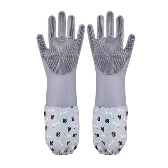 Pet Grooming Gloves Pet Hair Remover Cat, Dog Washing Gloves Silicone Heat Resistant Cleaning Gloves with High-Density Teeth Grooming Gloves for Dogs, Cats, Horses, Rabbits (1 Pair - Gray) zhongdamen